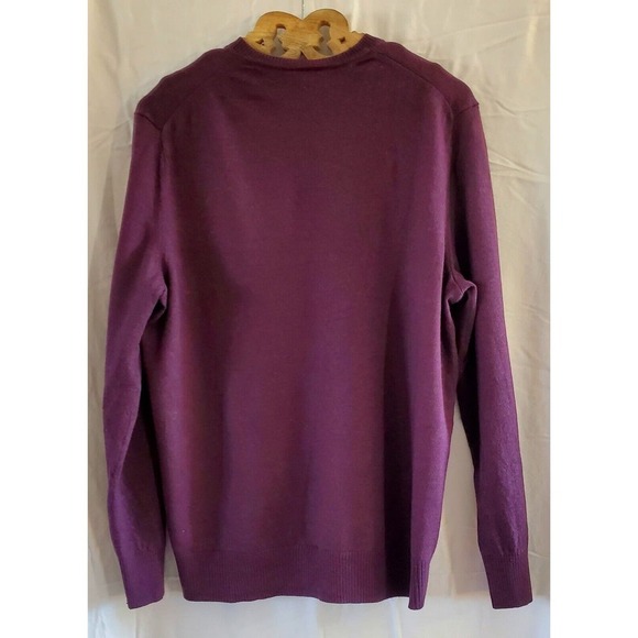 Gap Pullover Men’s XL Plum Slub Merino Wool V Neck Sweater - Picture 2 of 2